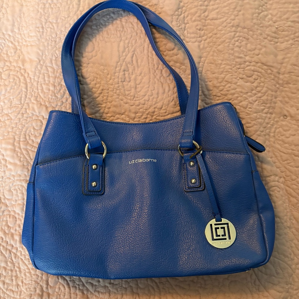 Liz Claiborne Blue Shoulder Bag with Silver Accents